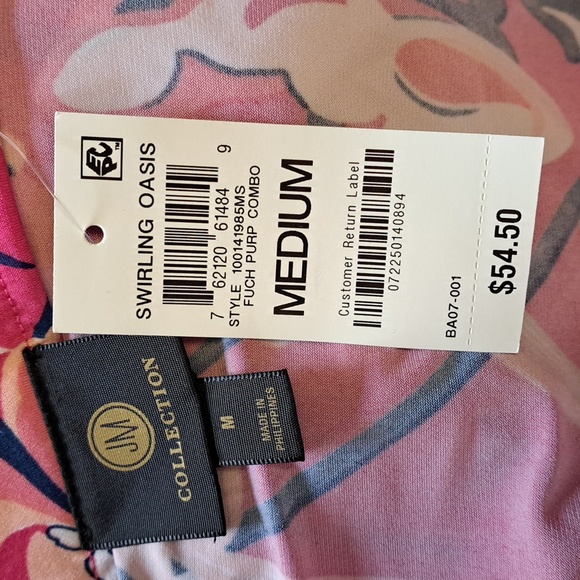 JM Collection Button-Front Midi Skirt Medium Pink Floral - Picture 6 of 7